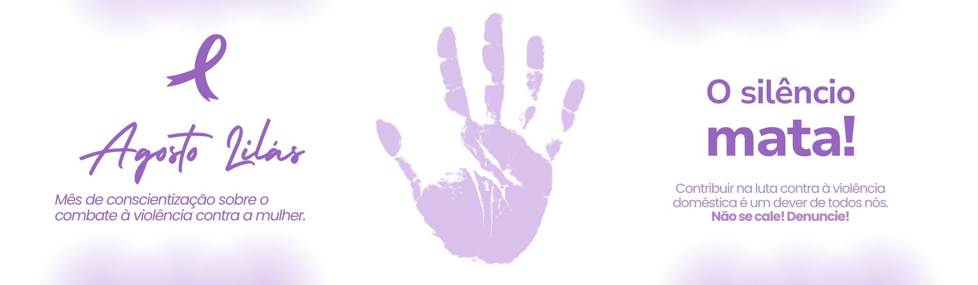 Campanha agosto lilás sobre violência contra a mulher clean simples roxo e branco post instagram (1920 x 560 px)